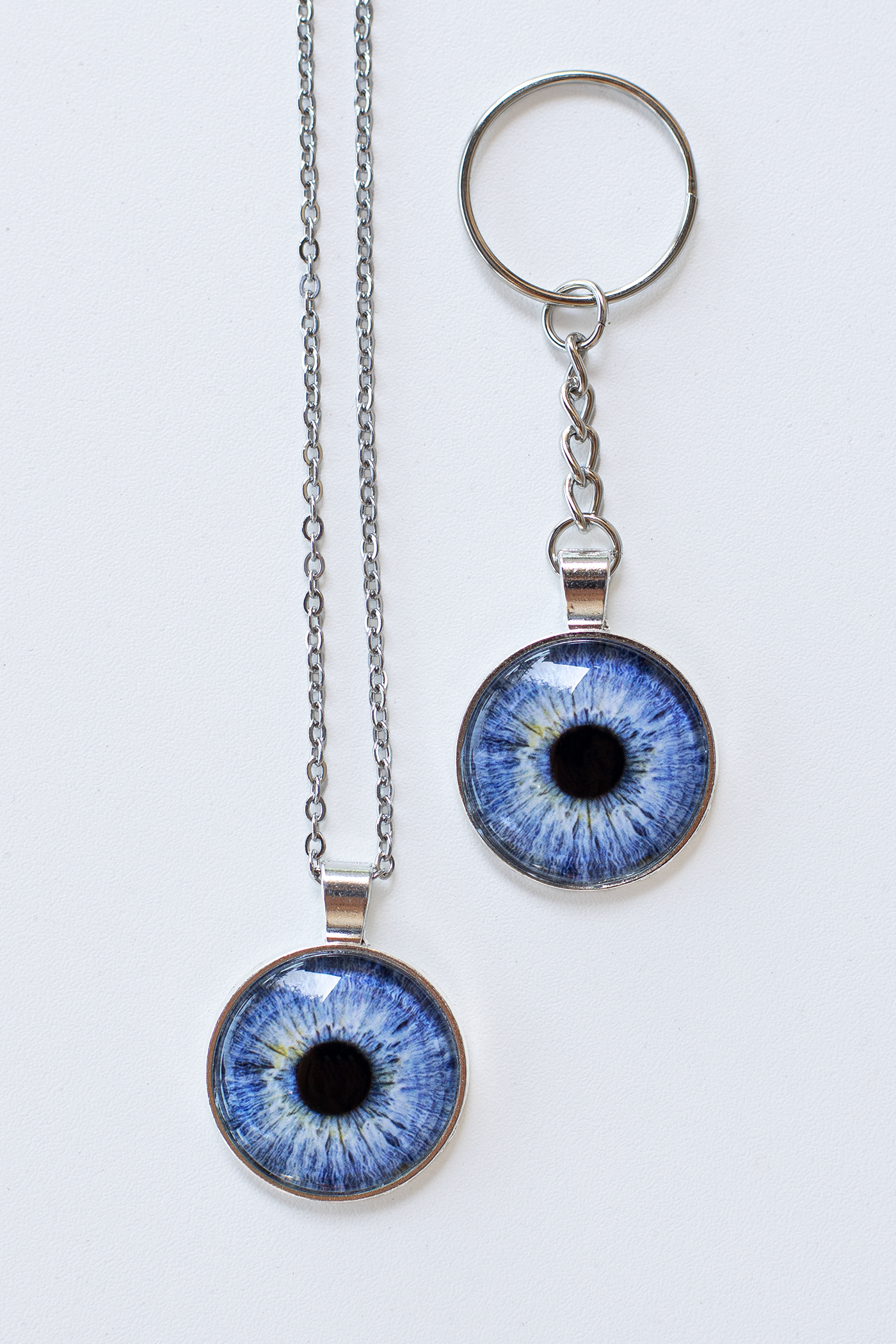 Silver Iris Keychain and Silver Iris Necklace
