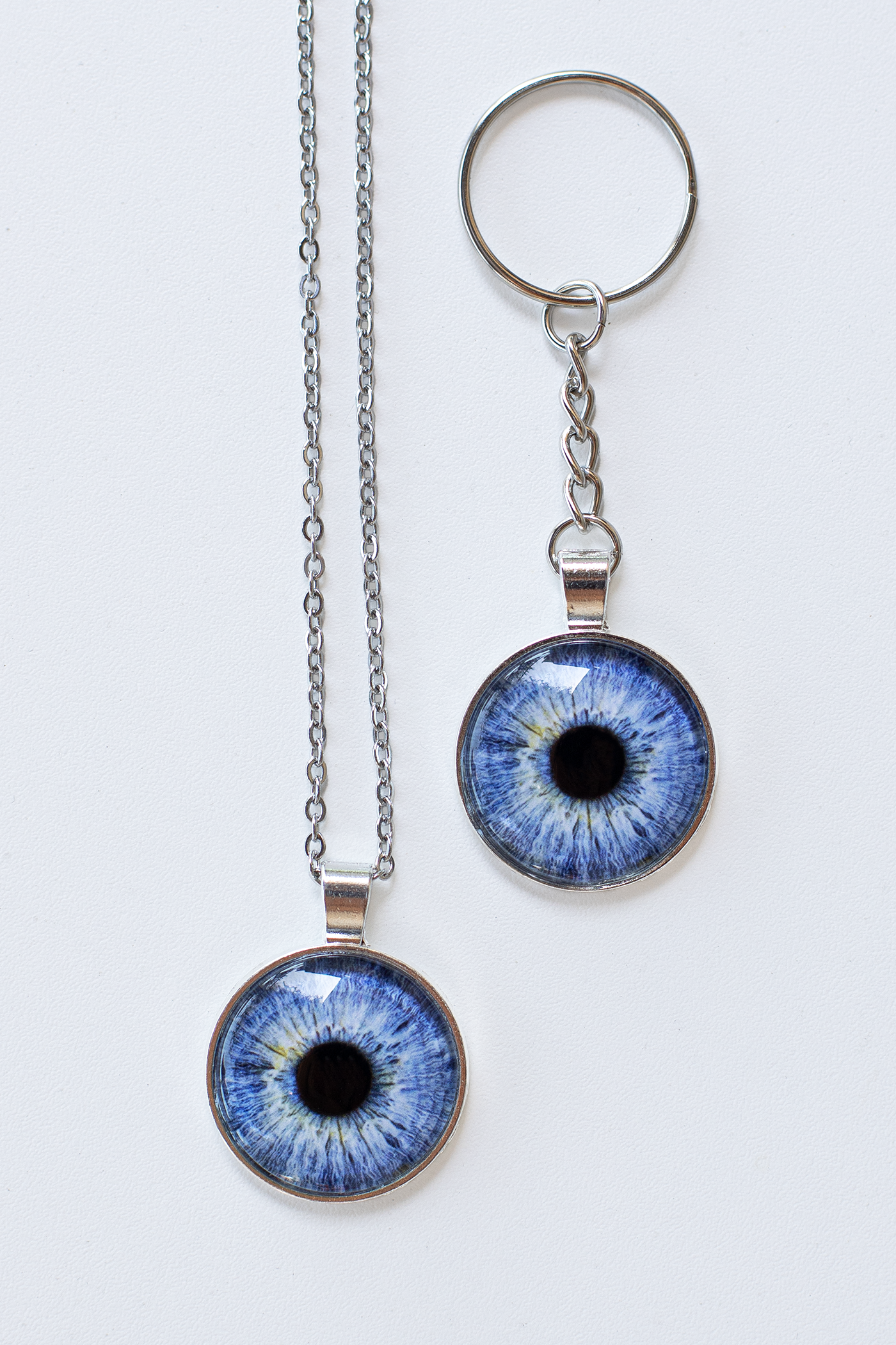 Silver Iris Keychain and Silver Iris Necklace
